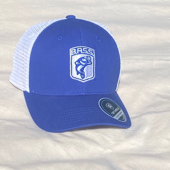 Top of the World Other - Bass Nation‎ Fishing Trucker Hat Cap Blue White Mesh Snapback NEW